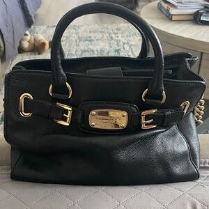 Michael Kors Black Satchel with Gold Accents